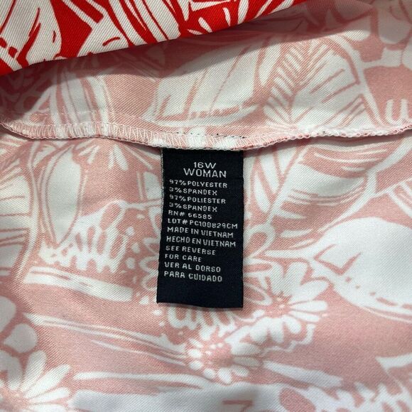 Perceptions Woman Floral Sleeveless Mini Dress Size 16W Orange White - Picture 7 of 9